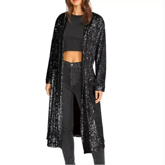 BB Dakota Steve Madden Sequin Duster Jacket M Festival Taylor Swift Concert Vibe - Picture 1 of 12